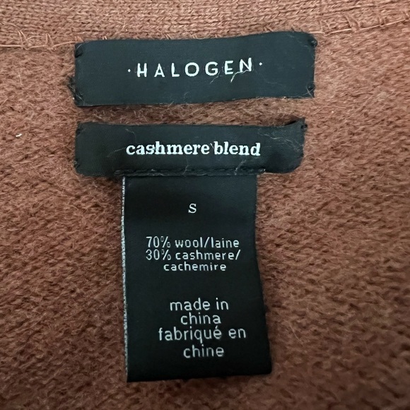 Halogen Cashmere Blend Open Front Cardigan Long Line Burnt Orange Sweater - Picture 2 of 6